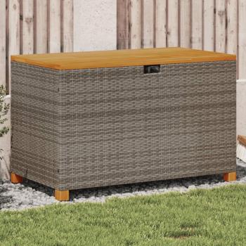ARDEBO.de - Gartentruhe Grau 110x55x63 cm Poly Rattan Akazienholz