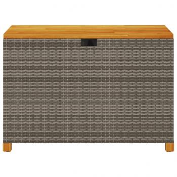 Gartentruhe Grau 110x55x63 cm Poly Rattan Akazienholz