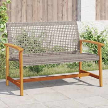 ARDEBO.de - Gartenbank Grau 112 cm Poly Rattan und Akazienholz