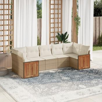 ARDEBO.de - 7-tlg. Garten-Sofagarnitur mit Kissen Beige Poly Rattan