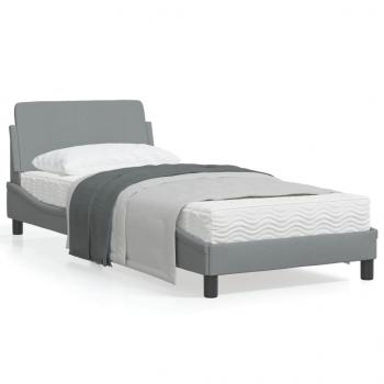 ARDEBO.de - Bettgestell mit Kopfteil Hellgrau 80x200 cm Stoff