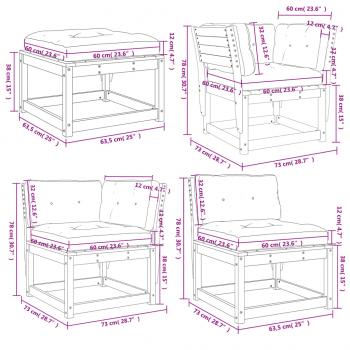 8tlg. Garten-Lounge-Set mit Kissen Wachsbraun Massivholz Kiefer