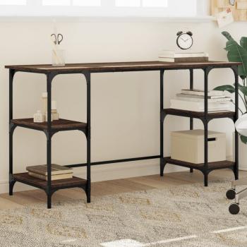 ARDEBO.de - Schreibtisch Braun Eichen-Optik 140x50x75 cm Metall