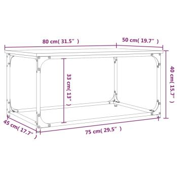 ARDEBO.de - Couchtisch Räuchereiche 80x50x40 cm Holzwerkstoff und Eisen