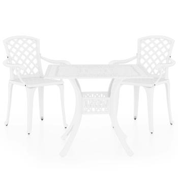 ARDEBO.de - 3-tlg. Bistro-Set Aluminiumguss Weiß