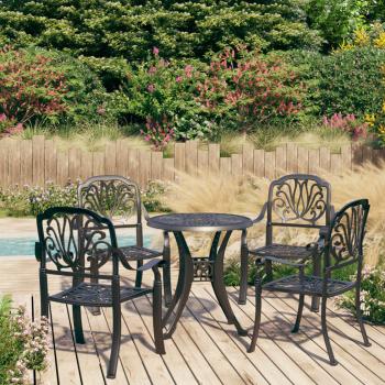 ARDEBO.de - 5-tlg. Bistro-Set Aluminiumguss Schwarz