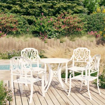 ARDEBO.de - 5-tlg. Bistro-Set Aluminiumguss Weiß