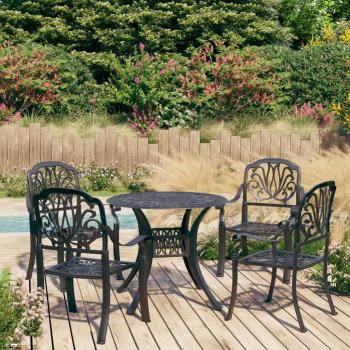 ARDEBO.de - 5-tlg. Bistro-Set Aluminiumguss Schwarz