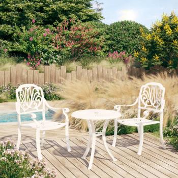 ARDEBO.de - 3-tlg. Bistro-Set Aluminiumguss Weiß