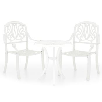 3-tlg. Bistro-Set Aluminiumguss Weiß