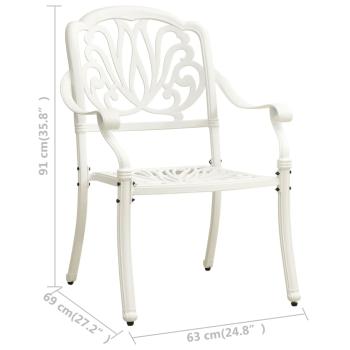 3-tlg. Bistro-Set Aluminiumguss Weiß