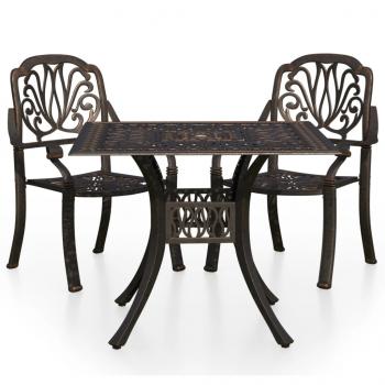 3-tlg. Bistro-Set Aluminiumguss Bronzen