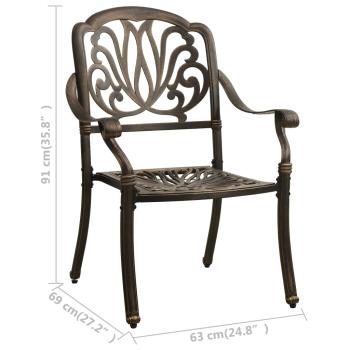 3-tlg. Bistro-Set Aluminiumguss Bronzen