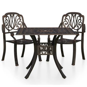 3-tlg. Bistro-Set Aluminiumguss Bronzen