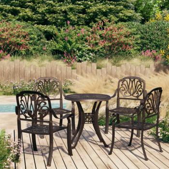 ARDEBO.de - 5-tlg. Bistro-Set Aluminiumguss Bronzen