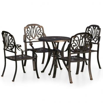 5-tlg. Bistro-Set Aluminiumguss Bronzen