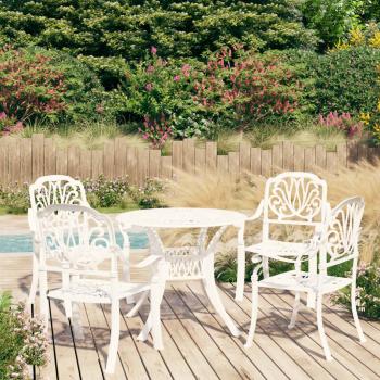 ARDEBO.de - 5-tlg. Bistro-Set Aluminiumguss Weiß