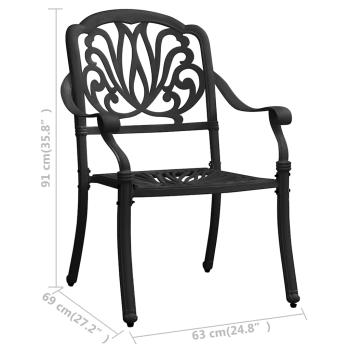 3-tlg. Bistro-Set Aluminiumguss Schwarz