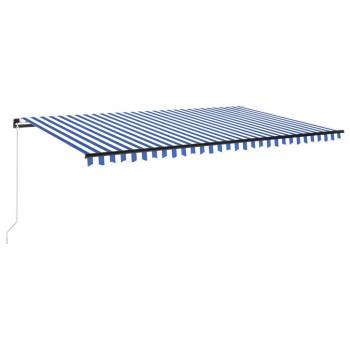 Markise Manuell Einziehbar mit LED 500x350 cm Blau und Weiß
