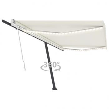 ARDEBO.de - Markise Manuell Einziehbar mit LED 500x350 cm Creme