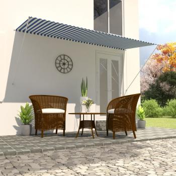 ARDEBO.de - Einziehbare Markise 300×150 cm Blau und Weiß