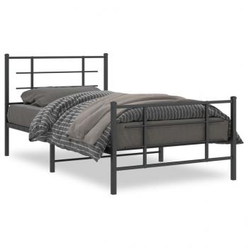 ARDEBO.de - Bettgestell mit Kopf- und Fußteil Metall Schwarz 100x190 cm