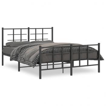 ARDEBO.de - Bettgestell mit Kopf- und Fußteil Metall Schwarz 135x190 cm