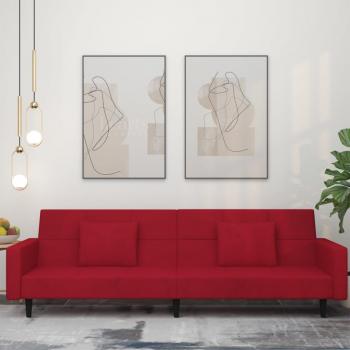 ARDEBO.de - Schlafsofa 2-Sitzer mit 2 Kissen Weinrot Samt