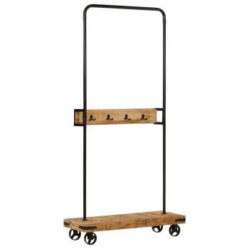 ARDEBO.de - Kleiderständer mit Rollen 90x35x190 cm Massivholz Mango Eisen