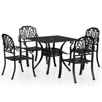 5-tlg. Bistro-Set Aluminiumguss Schwarz