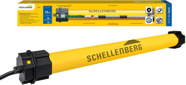 ARDEBO.de Schellenberg Plus 40 Nm Maxi Rohrmotor, bis 15 m² Fläche, elektronische Endlageneinstellung per Knopfdruck (20740)