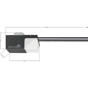 Schellenberg DRIVE Action Garagentorantrieb, Zugkraft 500 N, 433 MHz, Endlageneinstellung Vollautomatisch (60920)
