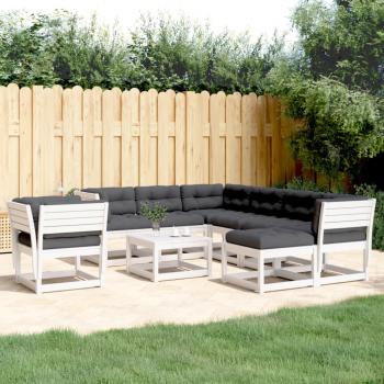 ARDEBO.de - 8-tlg. Garten-Lounge-Set mit Kissen Weiß Massivholz Kiefer