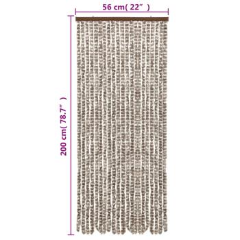 Fliegenvorhang Taupe und Weiß 56x200 cm Chenille