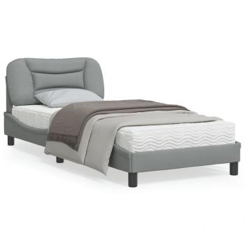 ARDEBO.de - Bettgestell mit Kopfteil Hellgrau 90x190 cm Stoff