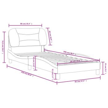 Bettgestell mit Kopfteil Creme 90x200 cm Stoff