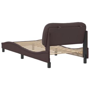 Bettgestell mit Kopfteil Dunkelbraun 90x190 cm Stoff