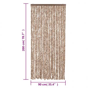 Fliegenvorhang Beige und Dunkelbraun 90x200 cm Chenille