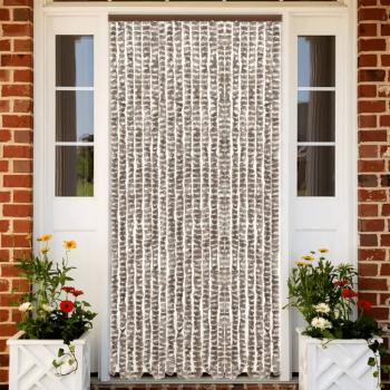 ARDEBO.de - Fliegenvorhang Taupe und Weiß 100x200 cm Chenille
