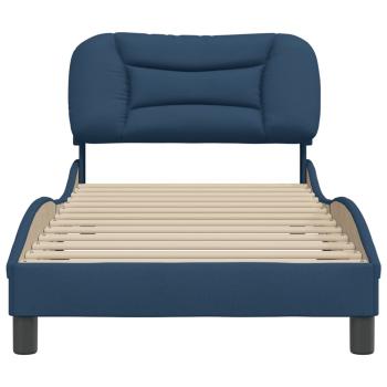 Bettgestell mit Kopfteil Blau 90x200 cm Stoff