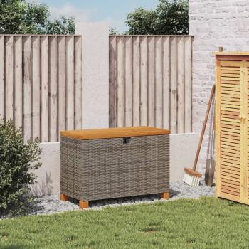 ARDEBO.de - Gartentruhe Grau 80x40x48 cm Poly Rattan Akazienholz