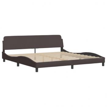 Bettgestell mit Kopfteil Dunkelbraun 200x200 cm Stoff