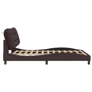 Bettgestell mit Kopfteil Dunkelbraun 160x200 cm Stoff