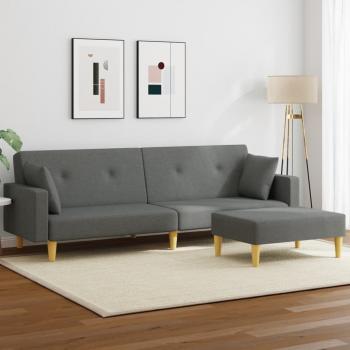 ARDEBO.de - Schlafsofa 2-Sitzer mit Fußhocker Dunkelgrau Stoff
