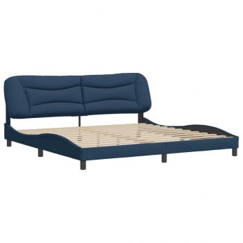Bettgestell mit Kopfteil Blau 200x200 cm Stoff