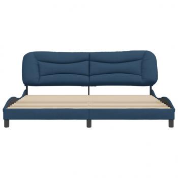 Bettgestell mit Kopfteil Blau 200x200 cm Stoff