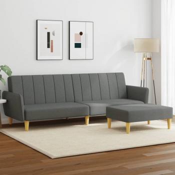 ARDEBO.de - Schlafsofa 2-Sitzer mit Fußhocker Dunkelgrau Stoff