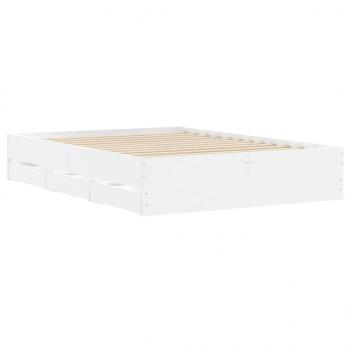 Bettgestell mit Schubladen Weiß 135 x 190 cm Holzwerkstoff