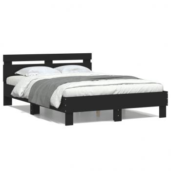 ARDEBO.de - Bettgestell mit Kopfteil LED-Beleuchtung Schwarz 135x190 cm
