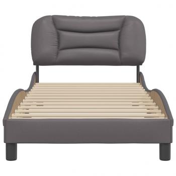 Bettgestell mit Kopfteil Grau 90x200 cm Kunstleder